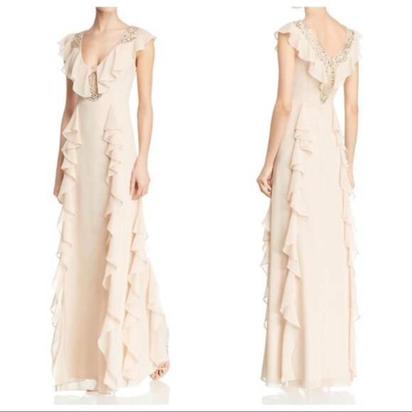 Aidan Mattox Dresses & Skirts - Aidan Mattox Chiffon Beaded A-Line Flutter Gown 0765
